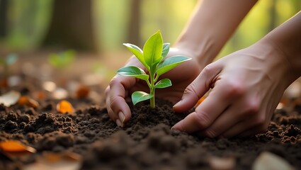 Planting a Sapling Nurturing Nature's Growth