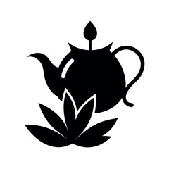 Flower Tea Silhouette Black Vector Design