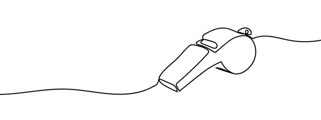 Continuous line, whistle, competition Minimal hand drawn line vector cut out background editable stroke.