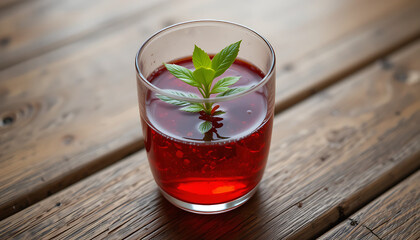 cocktail with strawberry and mint