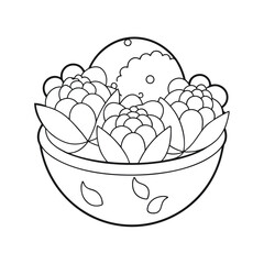Floral Bath Bombs Vector Line Art Outline