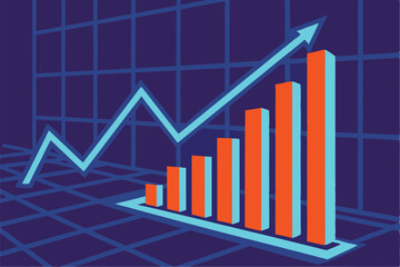 Fototapeta premium Dynamic Growth Visualization An Eye Catching Illustration Showcasing Positive Trends and Progress with a Modern Geometric Style and Vibrant Colors Vector Illustration