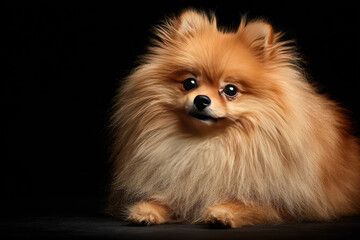 Obraz premium Pomeranian spitz Dog on Isolated Black Background