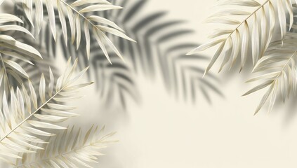 Light beige background with palm leaf shadows