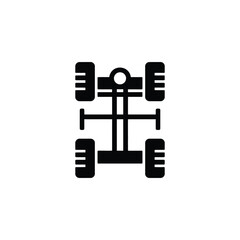 Obraz premium Stylized black and white icon representing a vehicle chassis with wheels