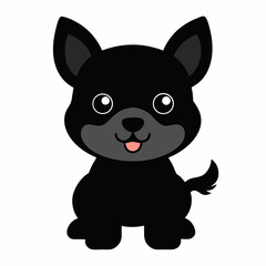 new dog baby carton black color silhouette line art vector icon on white background