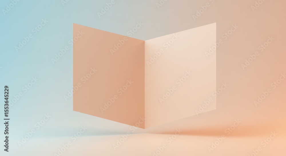 Poster Minimalist Open Book with Soft Pastel Colors in Studio Setting