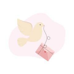 Valentine's Day Love Letter And Dove Icon Vector Design.