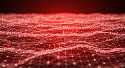 Futuristic Red and White Low Poly Digital Network Background