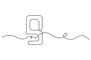 Obraz premium Minimalist One-Line Drawing of Number Nine Vector illustration 