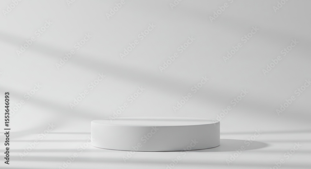 Poster minimalist white circular platform on light gray background for product display