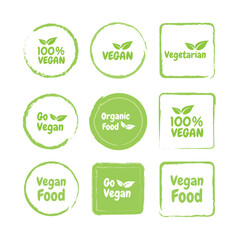 Vegan Logo Icon Set Vector Design.