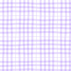 Purple Plaid Gingham Madras Check Hand Drawn Background Pattern Overlay