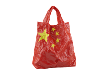 Reusable shopping bag with Chinese flag design.