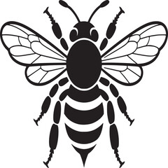 Black and white bee vector illustration for honey bee design and bee graphic design elements and bee clip art silhouette