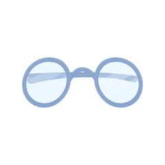 Blue hand drawn round glasses. Symbol of study. Children's glasses