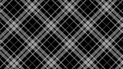 Black and white diagonal plaid fabric texture background. Luxury plaid checkered seamless pattern.