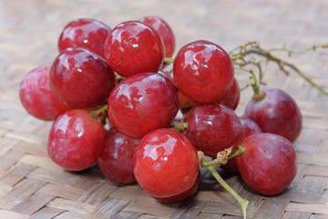 red grapes just picked from the tree