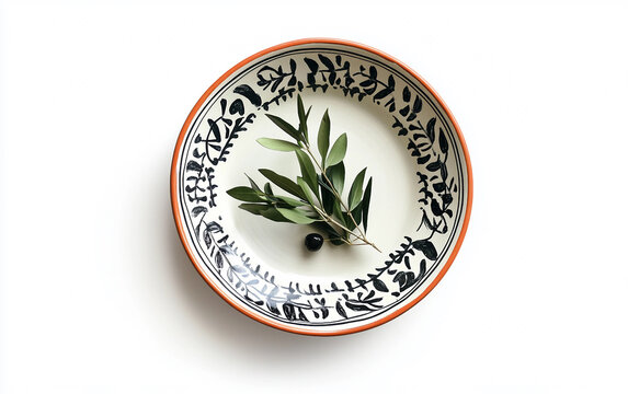 Exquisite decorative plate adorned with Greek motifs and elegant art. Generative AI.