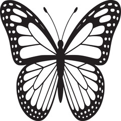 Butterfly vector drawing illustration black and white monarch butterfly clip art design graphic insect silhouette