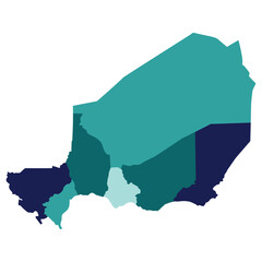 Fototapeta premium Niger map divided seven regions. Map of Niger regions in multicolor