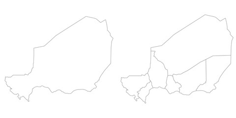 Niger map set. Map of Niger in set with white color