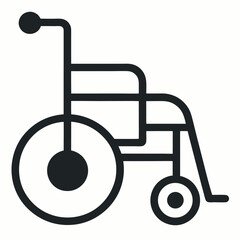 Minimalist vector outline icon of a wheelchair symbol representing accessibility access. Perfect for public signage, healthcare facilities, mobility support, and universal design.