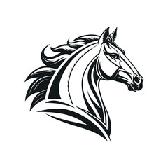 "Majestic Horse Head Vector – Black and White Stylized Illustration in EPS Format"

