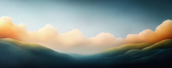 Soft rolling hills meet a vibrant sky during sunset over a tranquil landscape in serene twilight hours