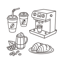 "Minimalist Coffee and Cafe Icon Bundle – Hand-drawn Vector EPS Collection"

