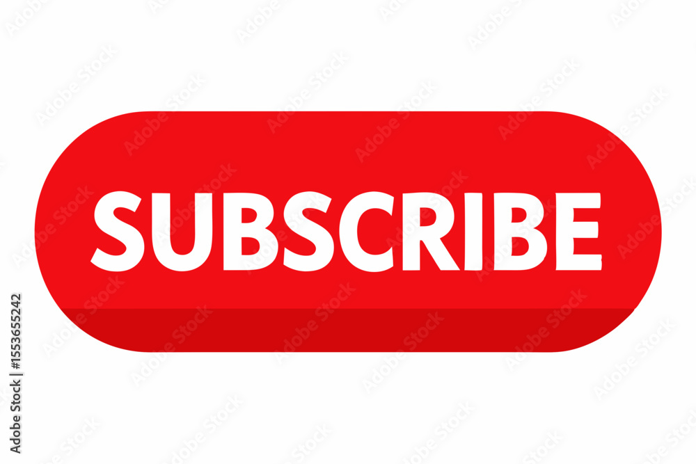 Fototapete bold red subscribe button with white text on a white background