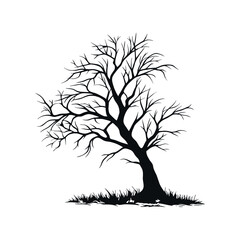 "Minimalist Dead Tree Design – Black Silhouette Vector Illustration in EPS Format"

