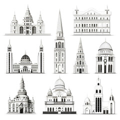 Obraz premium Classic architecture collection with ornate facades and historical styles.