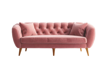 Fototapeta premium [Transparent Background PNG]Modern Pink Sofa with Mid-Century Style