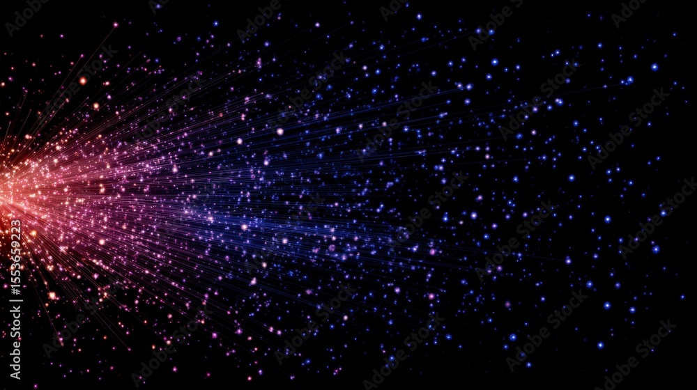 Poster abstract light burst with pixelated trails on transparent background
