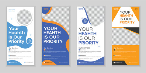 Bundle Medical Roll Up, DL ​​Flyer, and Rack Card Design Template for Your Business