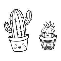 "Set of Kawaii Cactus and Succulent Plants – Cute Decorative Vector Illustration in EPS Format"

