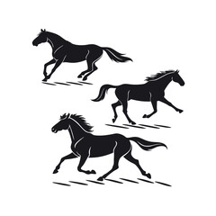 "Set of Running Horses – Black Silhouette Vector Illustration in EPS Format"


