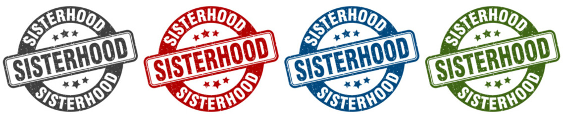 sisterhood stamp. sisterhood round stamp set isolated on white background