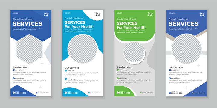 Bundle Medical Roll Up, DL ​​Flyer, and Rack Card Design Template for Your Hospital