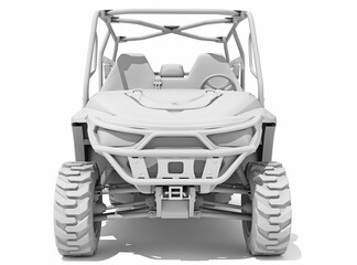 UTV Utility Vehicle in Clay Style Render on White Background 3D Rendering