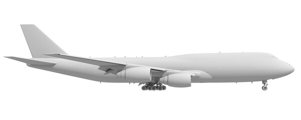 Flying Aircraft in Clay Style Render on White Background 3D Rendering