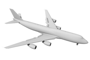 Flying Aircraft in Clay Style Render on White Background 3D Rendering