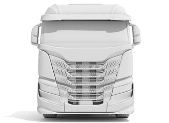 Semi Truck in Clay Style Render on White Background 3D Rendering