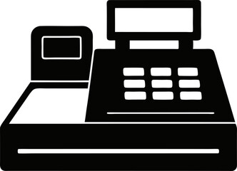 Cash Register Silhouette Vector Illustration 