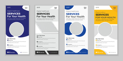 Bundle Medical Roll Up, DL ​​Flyer, and Rack Card Design Template for Your Hospital