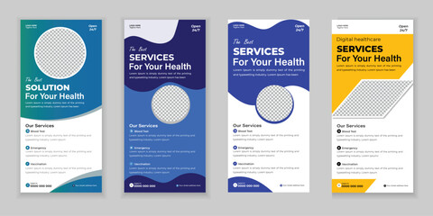 Bundle Medical Roll Up, DL ​​Flyer, and Rack Card Design Template for Your Hospital