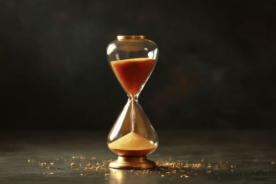 Elegant Golden Hourglass on Dark Background