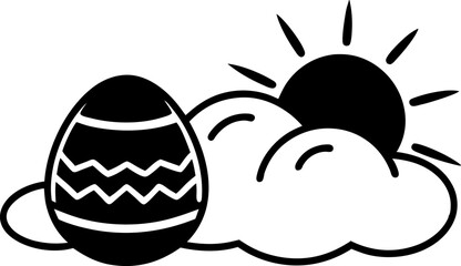 Sun And Cloud Doodle Easter Egg Silhouette Vector Illustration