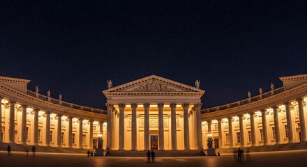 Obraz premium Vienna at Night: The Parliament Buildings Sparkle